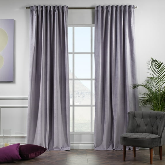 3S Brother's Solid Luxury Matte Velvet Soft Curtains Set of 2 Panels Hanging Back Tap & Rod Pocket Home Décor Bedroom Kitchen Office Windows Room Darkering ( Heather Purple-52"x63")