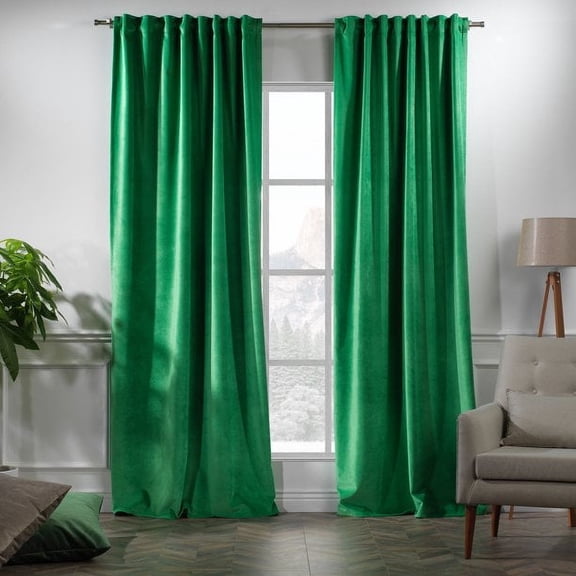 3S Brother's Solid Luxury Matte Velvet Soft Curtains Set of 2 Panels Hanging Back Tap & Rod Pocket Home Décor Bedroom Kitchen Office Windows Room Darkering ( Jade-52"x108")