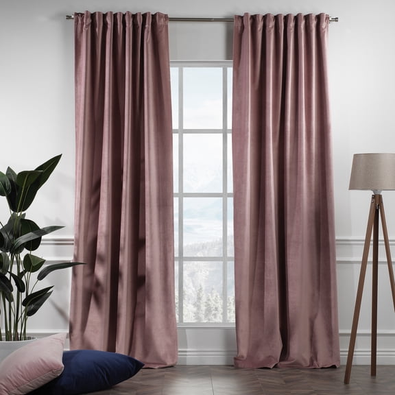 3S Brother's Solid Luxury Matte Velvet Soft Curtains Set of 2 Panels Hanging Back Tap & Rod Pocket Home Décor Bedroom Kitchen Office Windows Room Darkering ( Baby Pink-52"x72")