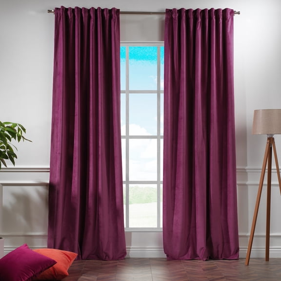 3S Brother's Solid Luxury Matte Velvet Soft Curtains Set of 2 Panels Hanging Back Tap & Rod Pocket Home Décor Bedroom Kitchen Office Windows Room Darkering ( Ruby-Magenta-Pink-52"x84")