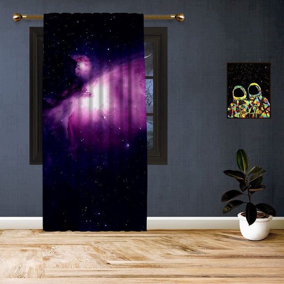 3S Brother's Star Gate Space Galaxy Theme Room Darkering Curtains Space-X Universe Outer Space Stars Print Pattern Window Drapes for Kids Room Single Panel - Made in Turkey (52"Wx72"L)
