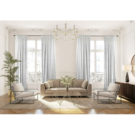 3S Brother's White Extra Long Shiny Velvet Curtains Luxury Colors Light Blocking Hang Back Tab & Rod Pocket 1 Panel Curtain 5-30 Ft Home Décor Custom Made Drapes -Made in Turkey(52"W X 120"L)