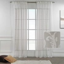 3S Brother's White Lace Sheers Extra Long Floral Style Curtains Set of 2 Panels Rod Pocket & Back Tab Home Décor Window Custom Made Drapes 10-30 Ft. Long -Made in Turkey Each Panel (52"W x 63"L)