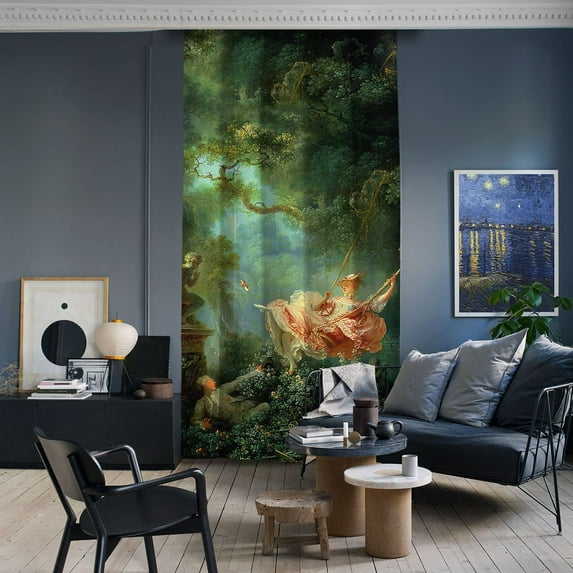 3S Brother's World Classic Art Masterpiece Curtain Series Jean Honore Fragonard - The Swing Room Darkening Décor Single Curtain Panel Made in Turkey (52"Wx120"L)