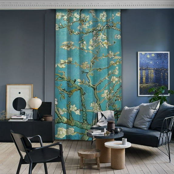 3S Brother's World Classic Art Masterpiece Curtain Series Vincent Van Gogh - Almond Blossoms Room Darkening Décor Single Curtain Panel Made in Turkey (52"Wx84"L)