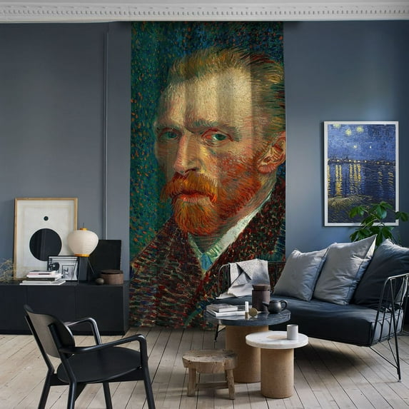 3S Brother's World Classic Art Masterpiece Curtain Series Vincent Van Gogh - Self Portrait Room Darkening Décor Single Curtain Panel Made in Turkey (52"Wx72"L)