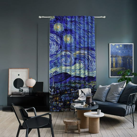 3S Brother's World Classic Art Masterpiece Curtain Series Vincent Van Gogh Starry Night Room Darkening Décor Single Curtain Panel Made in Turkey (52"Wx108"L)