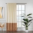 thumbnail image 1 of 3S Brothers Light Blocking Color Block of Matte Velvet Single Panel Curtains Hanging Back Top Made in Turkey Cream - Brown, 1 of 5