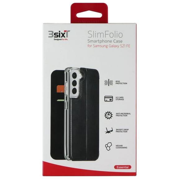 3SIXT SlimFolio Case for Samsung Galaxy S21 FE - Black/Clear