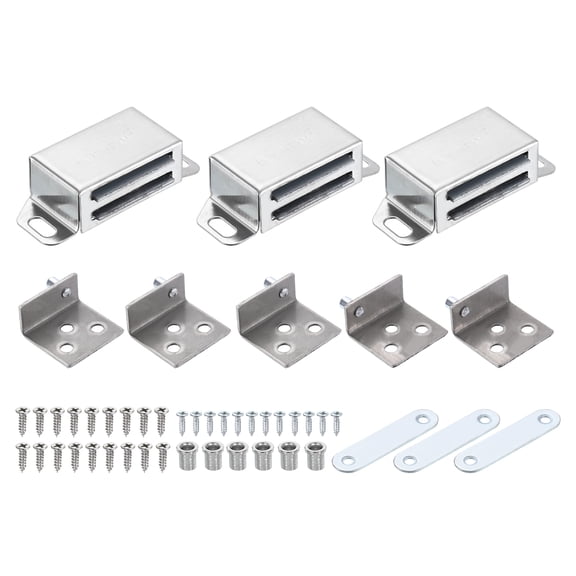 3Set 35x41mm Concealed Shaft Door Hinges with Magnetic Catch, Silver