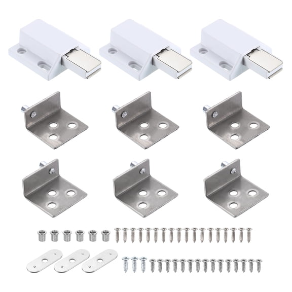 3Set 35x41mm Concealed Shaft Door Hinges with Single Head Magnetic Catch, Silver