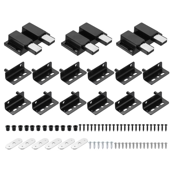 3Set 40x26mm Concealed Shaft Door Hinges with Double Head Magnetic Catch, Black