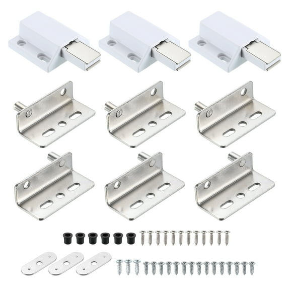 3Set 40x26mm Concealed Shaft Door Hinges with Single Head Magnetic Catch, Silver