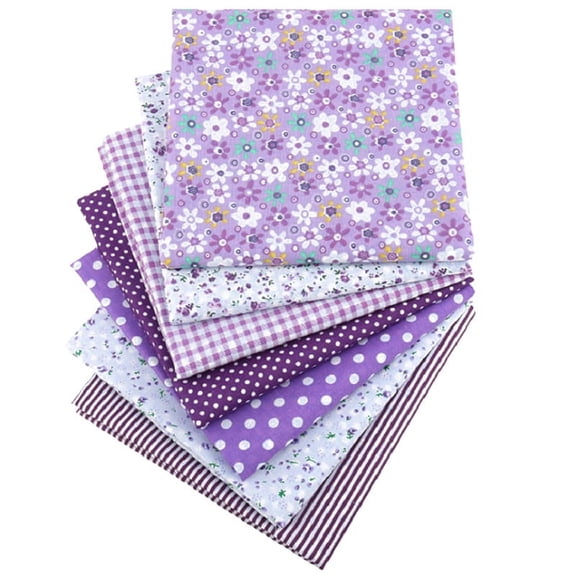 3Set 7Pcs Printed Cotton Fabric for Patchwork Sewing Tissue to Patchwork Square Lilac 25x25cm