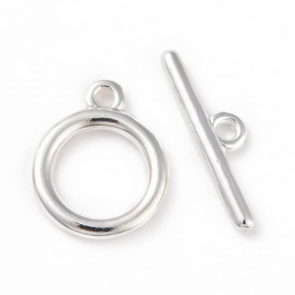 3Set Eco-friendly Brass Toggle Clasps Cadmium Free & Lead Free Long-Lasting Plated Ring 925 Sterling Silver Plated Ring: 12x10x1.5mm Bar: 4x13.5x1.5mm Hole: 1.2mm