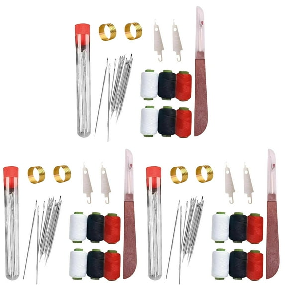 3Set Hand Sewing Needle Sewing Tool Set,37PCS Sewing Tool Set,Needle and Thread Kit for Sewing Clothes,Sewing Needles Kit, Portable DIY Hand Made Craft Set,Multi-Purpose Needle and ThreadKits