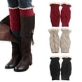 thumbnail image 1 of 3Set of Leg Warmers - Women Cable Knit Crochet Boot Cuffs - Thick Warm Winter Socks Crew Cushion - Lace Knitted Boot Sock Cuffs - Perfect Gift Beige Red Black, 1 of 5