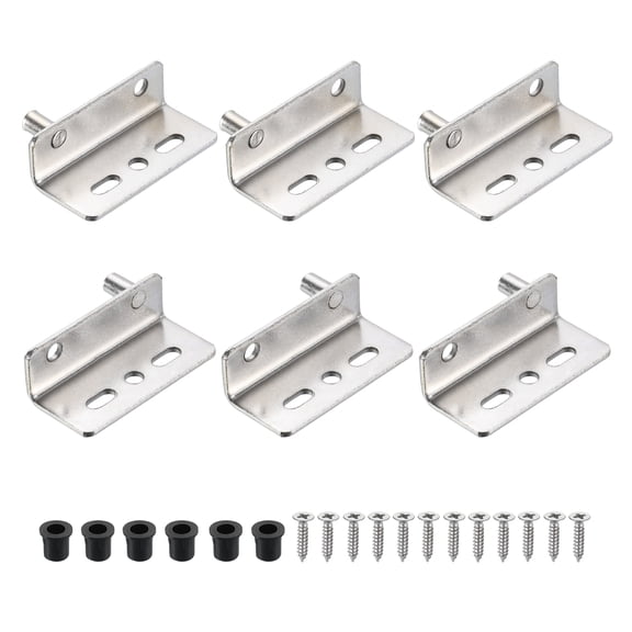 3Set Pivot Hinges, 40 x 26 mm Concealed Shaft Door Hinges with Bushing, Silver