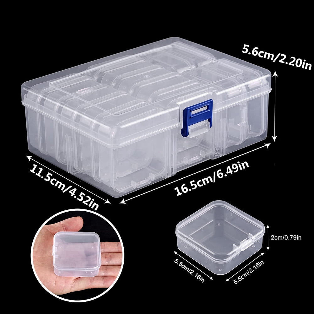 3Set Plastic Craft Organizer Case Sets 14 Grids Bead Containers Rectangle Clear 16.5x11.5x5.6cm Column Box: 2.5x4.8cm