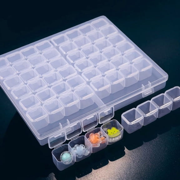3Set Polypropylene(PP) Craft Organizer Case Sets 56 Grids Bead Containers for Jewelry Small Accessories Rectangle Clear 21.2x17.5x2.7cm