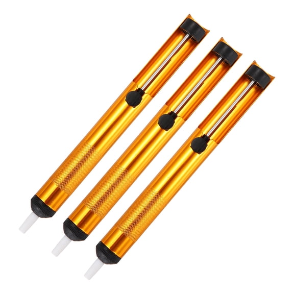 3Pcs Solder Sucker, Powerful Desoldering Pump with Single Seal Rings 190mm Aluminum Handle Solder Sucker Tool for Electronics Repair Soldering Desoldering, Gold