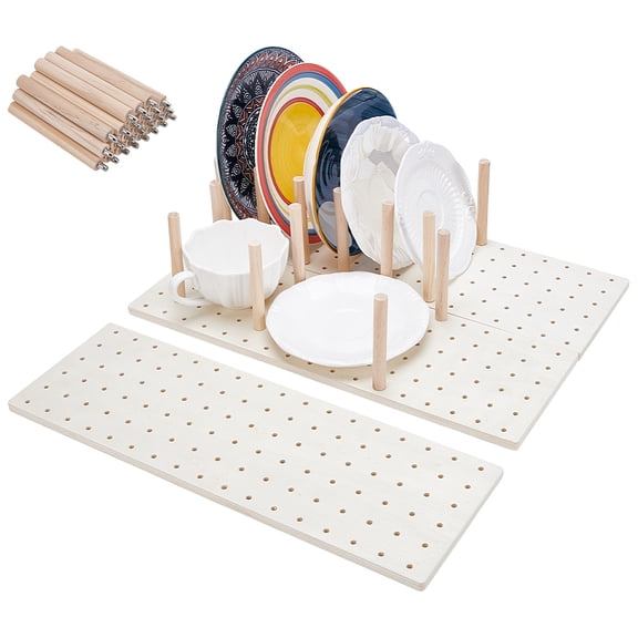 3Set Wood Pegboard Drawer Organizer Adjustable Wood Tableware Organizer Storage Shelf Wooden Peg Board with 24 Pegs DIY