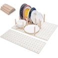 thumbnail image 1 of 3Set Wood Pegboard Drawer Organizer Adjustable Wood Tableware Organizer Storage Shelf Wooden Peg Board with 24 Pegs, 1 of 5