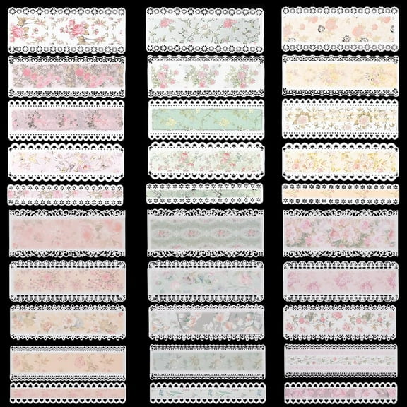 3Sets 3Colors Paper Hollow Lace Scrapbook Paper Pads Sets for DIY Album Scrapbook Greeting Card Background Paper Magazine Rectangle with Flower Pattern 170x30~71x0.1mm