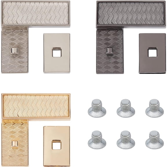 3Sets 3Colors Zinc Alloy Bag Twist Lock Catch Clasps Bag Lock Clips Handbag Turn Lock for DIY Bag Making Accessories