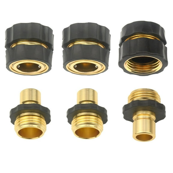 3Sets (6pcs) Aluminum Garden Hose Quick Connector - Water Hoses Quik Connect Release NEW