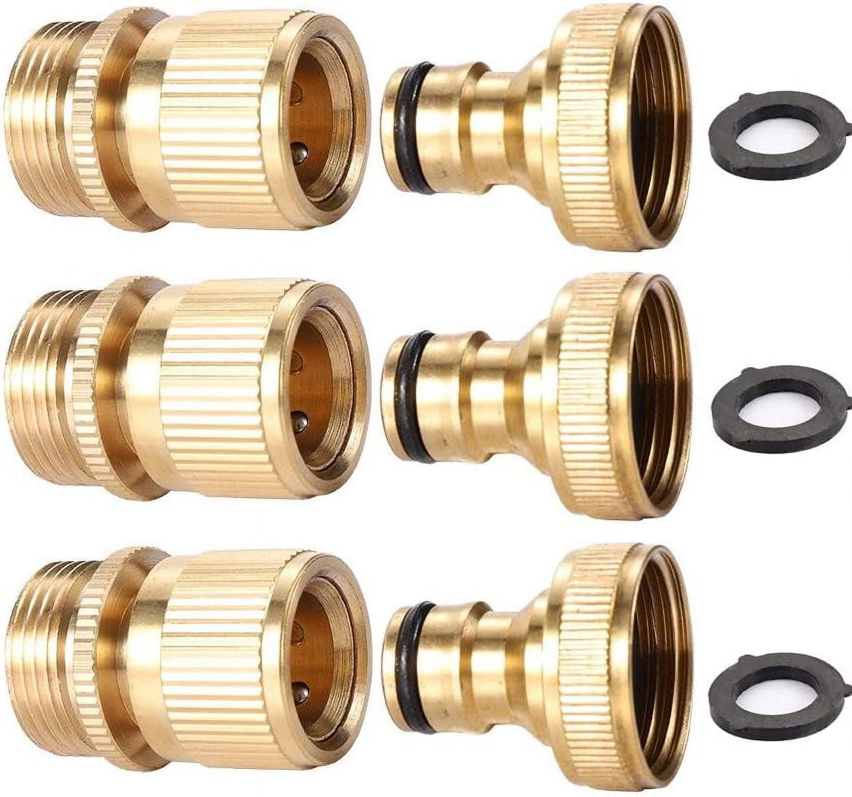 3Sets Garden Hose Quick Connect 3/4 inch GHT Brass Easy Connector ...