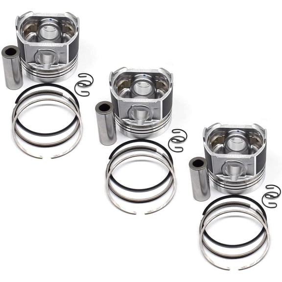 3Sets Piston kit + Piston Rings Compatible with Yanmar 3TN75-RJ 3TN75L 3TN75 Engine John Deere 855 856 Compact Utility tractor
