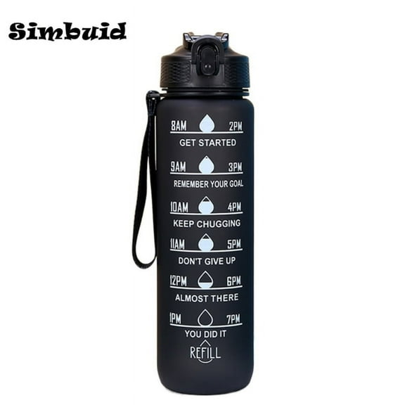 3Sizes Sports Water Bottle Gradient Color Motivational Bottle with Time Marker Leak-proof Cup Gym Outdoor Drinkware