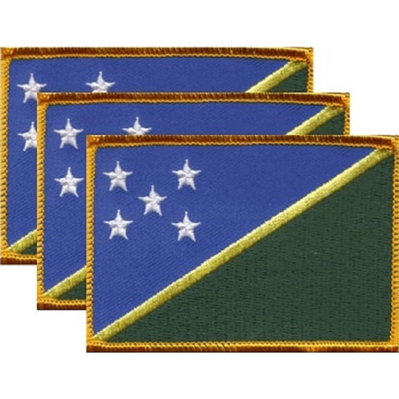 3Solomon Island Flag Patches, Embroidered Iron On or Sew On, Measures 3.50" x 2.25"