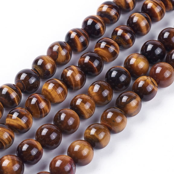 3Strand 3Strand Natural Tiger Eye Beads Strands Round 8mm Hole: 1mm 46~48pcs/strand 15inch