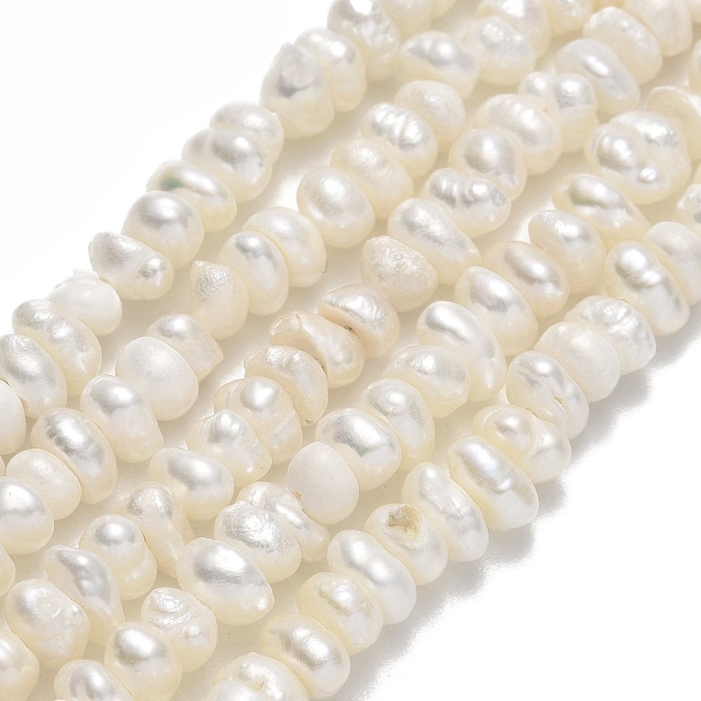 3Strand Natural Cultured Freshwater Pearl Beads Strands Keshi Pearl Beads Nuggets Linen 4~5.5x3.5~4x3~3.5mm Hole: 0.6mm about 129~130pcs/strand 13.78''(35cm)