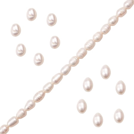 3Strand Natural Cultured Freshwater Pearl Beads Strands Rice Seashell Color 7.5~9.5x5.5~6.5mm Hole: 0.7mm 24~25pcs/strand 7.56 inch~7.76 inch(19.2cm~19.7)