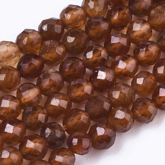 3Strand Natural Orange Garnet Beads Strands Faceted Round 3mm Hole: 0.7mm 110pcs/strand 15.16 inch(38.5cm)