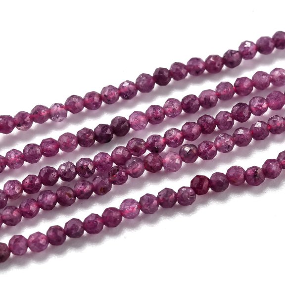 3Strand Natural Ruby Beads Strands Faceted Round 2mm Hole: 0.3mm 170pcs/strand 15.35 inch(39cm)