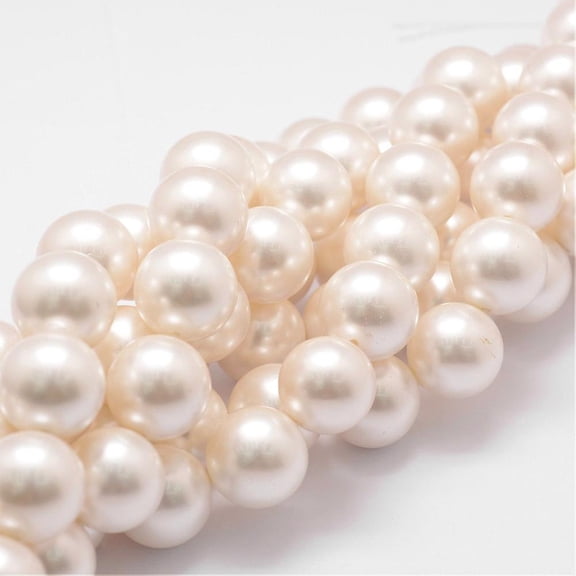 3Strand Shell Pearl Bead Strands Grade A Round Floral White 16mm Hole: 1mm 26pcs/strand 16 inch
