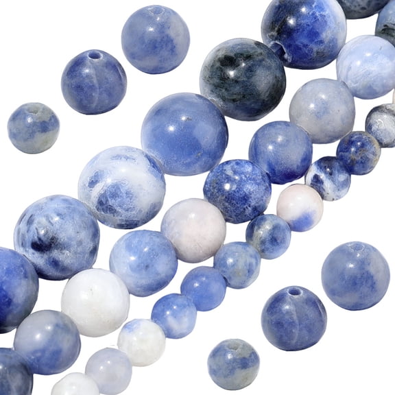 3Strands 3 Styles Natural Sodalite Round Bead Strands 4~8.5mm Hole: 0.8~1mm 1strand/style