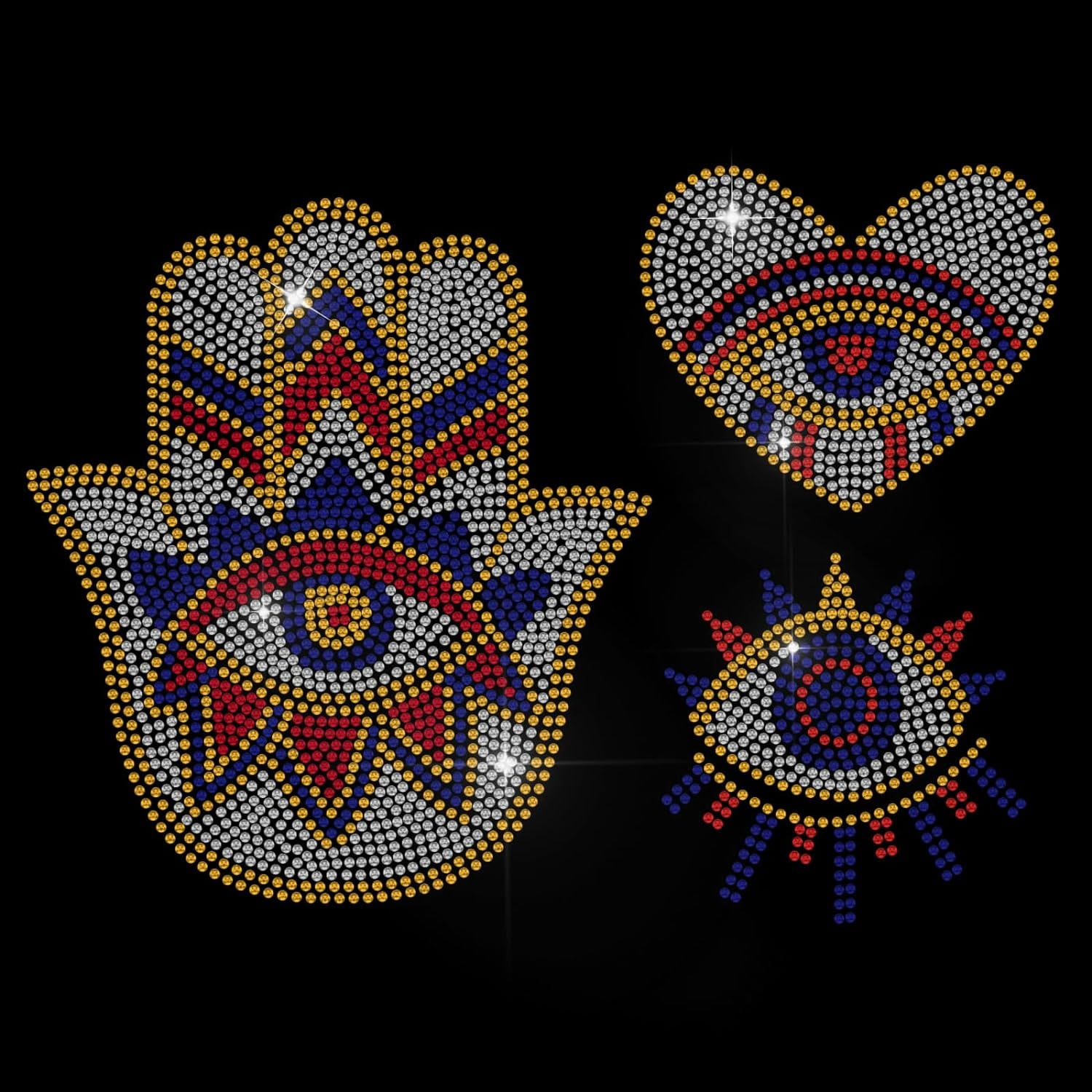Evil Eye Rhinestone 3Styles Evil Eye Rhinestone Iron on Hotfix Transfer Devil's Eye Love ...