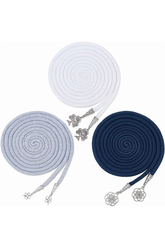 3Styles Handfasting Cord Wedding Lasso Lazos para Boda Blue White Grey Classic Colors Handfasting Cord with Clover Knot Tree Alloy Pendant for Traditional Wedding Ceremony 94inch for DIY