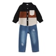 thumbnail image 1 of 3T Baby Boys Clothes 4T Boys 2PCS Fall Winter Outfits Set Toddler Boys Long Sleeve Top Denim Pants Set Black, 1 of 9
