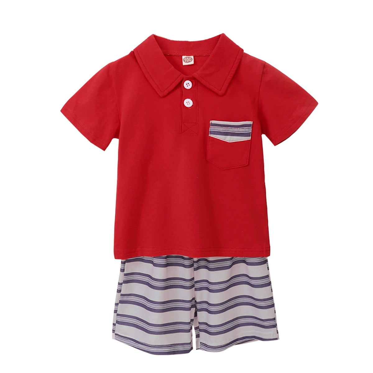 Casual Kids Boys Gentleman Clothes Plaid Print Short Sleeve Lapel Neck  Buttons Tops Shirt Short Pants 2pcs Set 