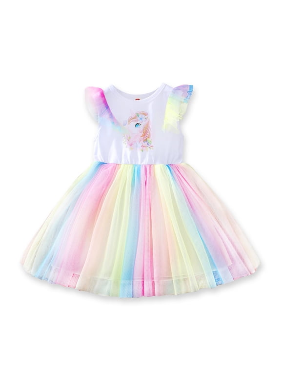 3T Baby Girl Dress Unicorn Rainbow Tutu Dress Baby Girl Summer Clothes Princess Dress 3-4T Baby Girl Dress