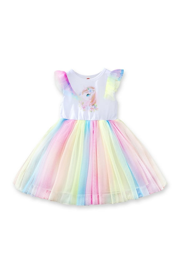 3T Baby Girl Dress Unicorn Rainbow Tutu Dress Baby Girl Summer Clothes Princess Dress 3-4T Baby Girl Dress