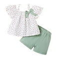 thumbnail image 1 of 3T Baby Girls Clothes 4T Girls 2PCS Summer Outfits Set Toddler Girls Short Sleeve Top Shorts Set White, 1 of 9