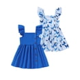 thumbnail image 1 of 3T Baby Girls Dress 4T Girls 2 Pack Sleeveless Dress Butterfly Print Toddler Girls Solid Color Dress Blue, 1 of 9