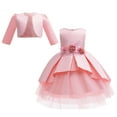 thumbnail image 1 of 3T Baby Girls Dress Toddler Girls Princess Dress Party Dress 4T Girls Sleeveless Tulle Dress Shrug Cardigan Set Pink, 1 of 7